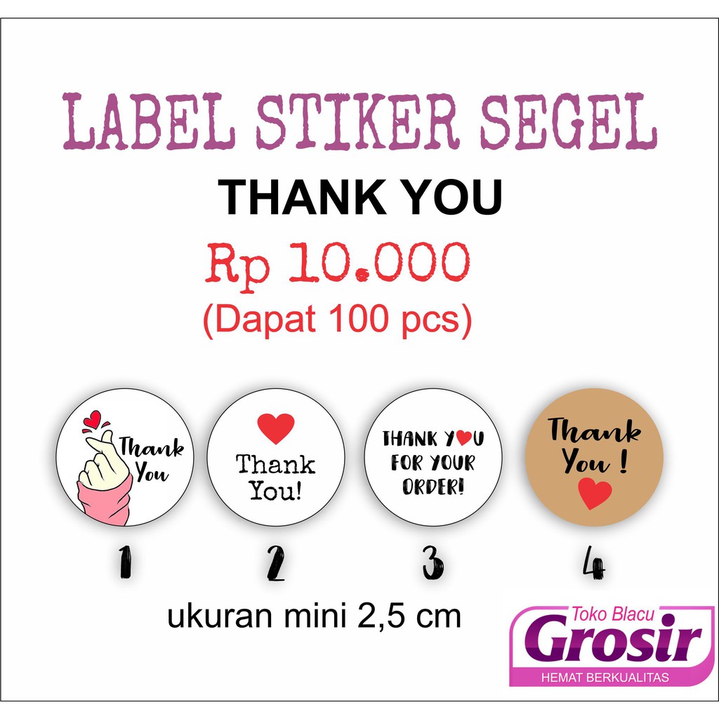 

READY [100 Pcs] Stiker Segel Label Thank For Your Order Sticker Mini