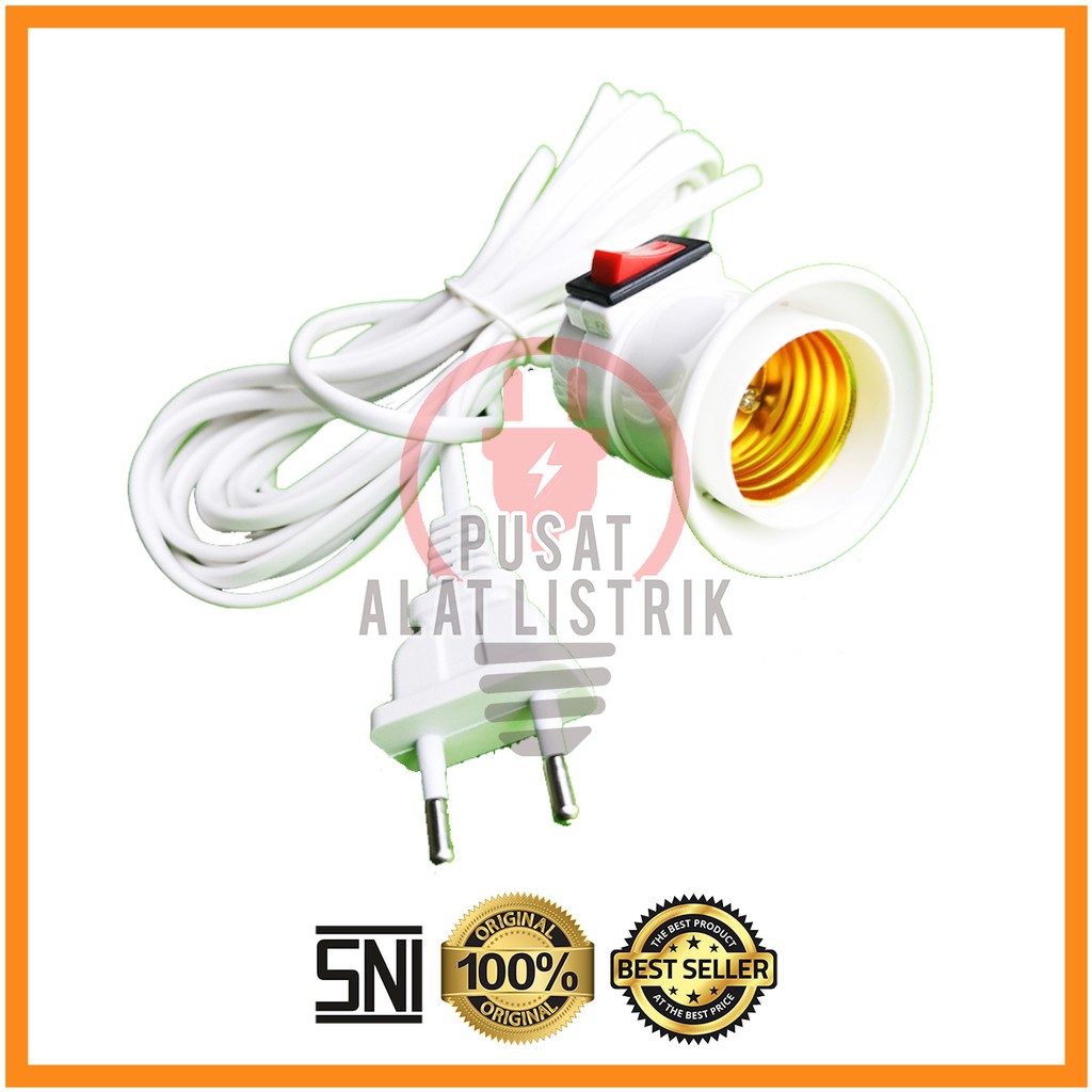 FITING GANTUNG KABEL 5M SAKLAR ON OFF FITTING LAMPU GANTUNG PLUS KABEL 5M