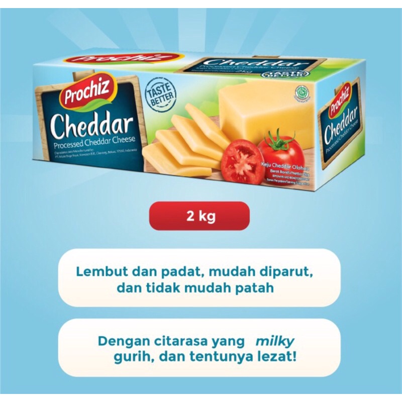 MURAH Keju 2 Kg PROCHIZ Premium Cheese Cheddar Halal