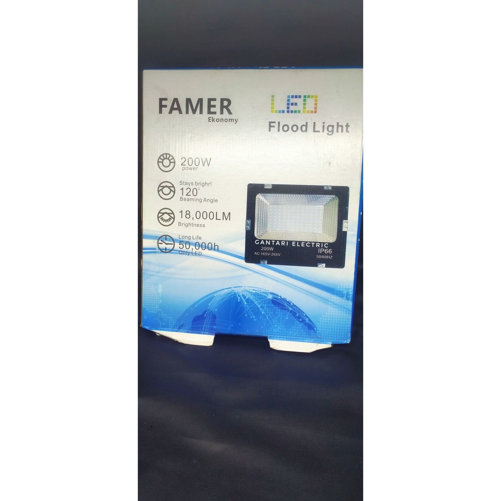 Lampu Sorot Tembak Taman LED Flood Light Famer 200-Watt IP66