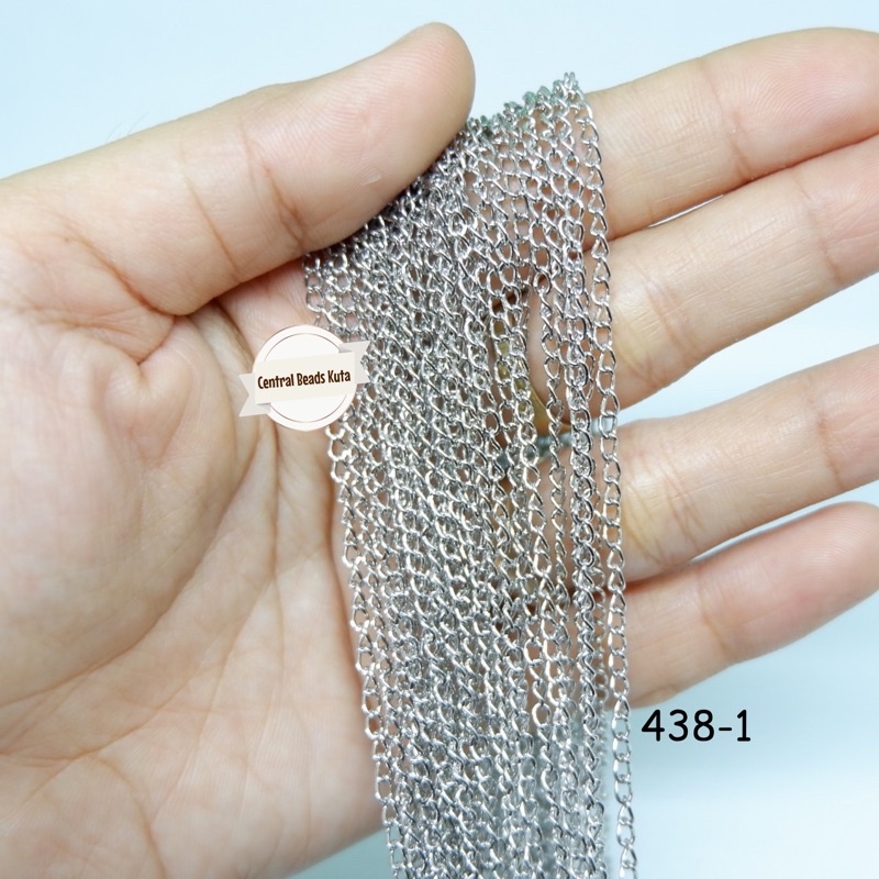 (per roll= 16meter) RANTAI 438-1 silver / RANTAI KALUNG GELANG / RANTAI AKSESORIS / CHAIN