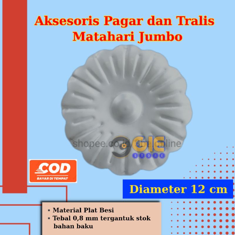 Bunga Matahari Jumbo 12 cm Aksesoris Ornamen Pagar Besi