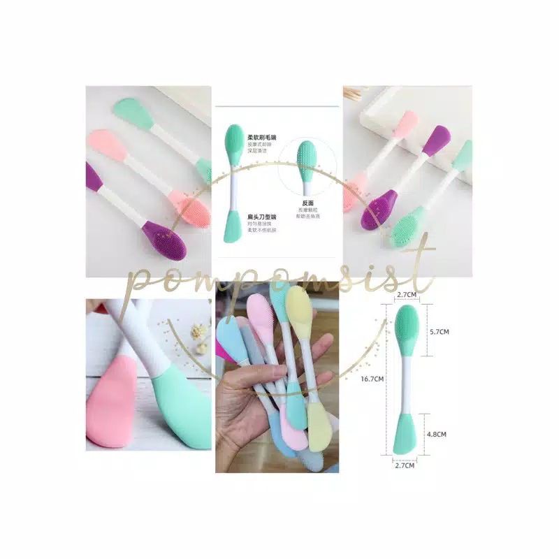 2 sisi kuas masker silikon + sikat komedo wajah
