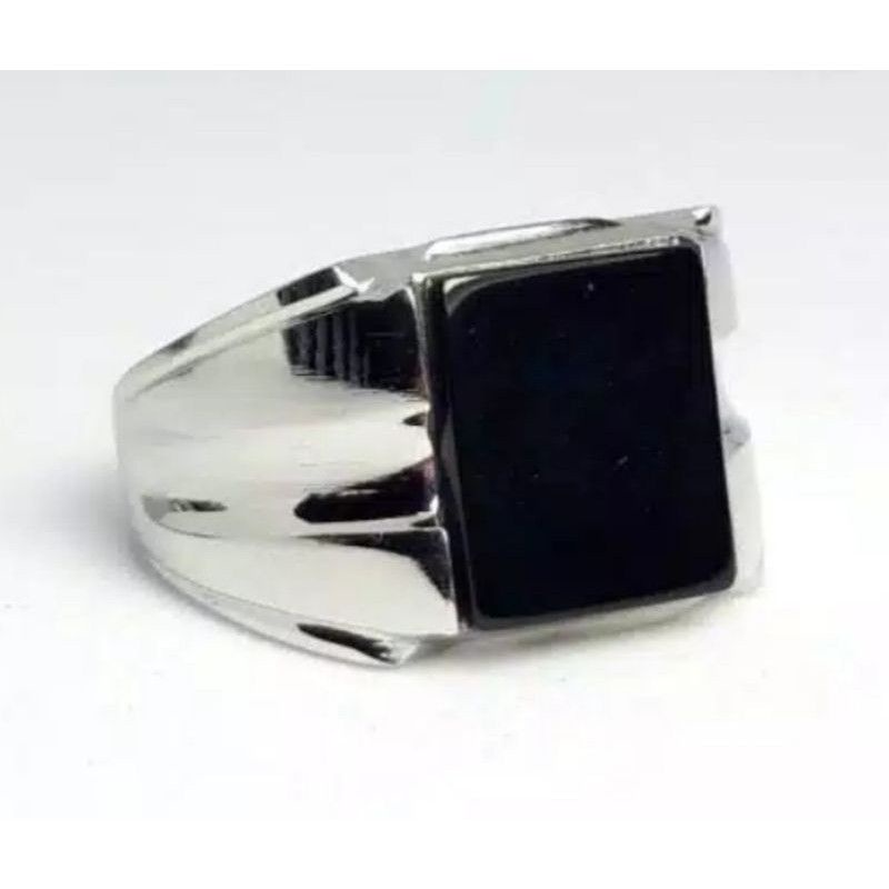 CINCIN PRIA SUPER KEREN BLACK ONYX ASLI - SUPER EKSLUSIF - Gold cincin pria titanium stainlesstel black onyx premium[Bayar di Tempat] CINCIN PRIA TITANIUM COOL BLACK ONYX PRIA