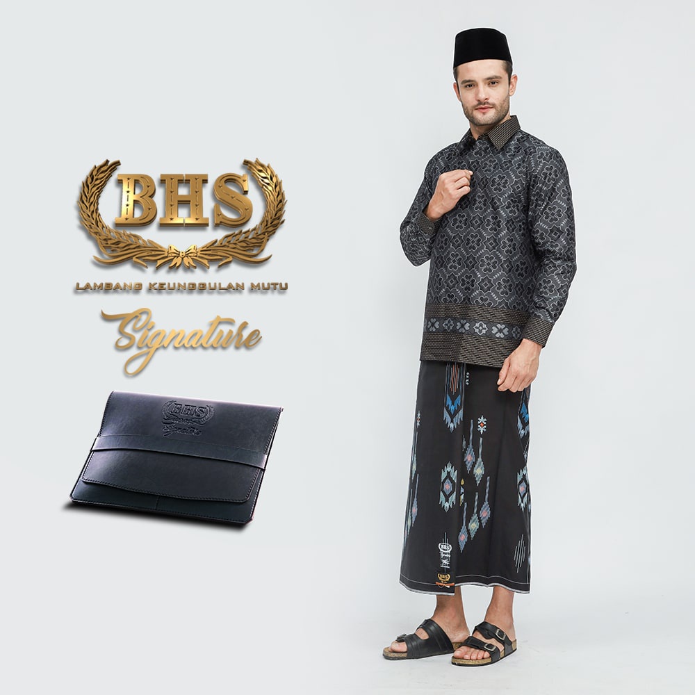 Sarung BHS Signature Gold Motif Songket Star Eksklusif Warna Hitam Biru / BHS SIGNATURE SSE