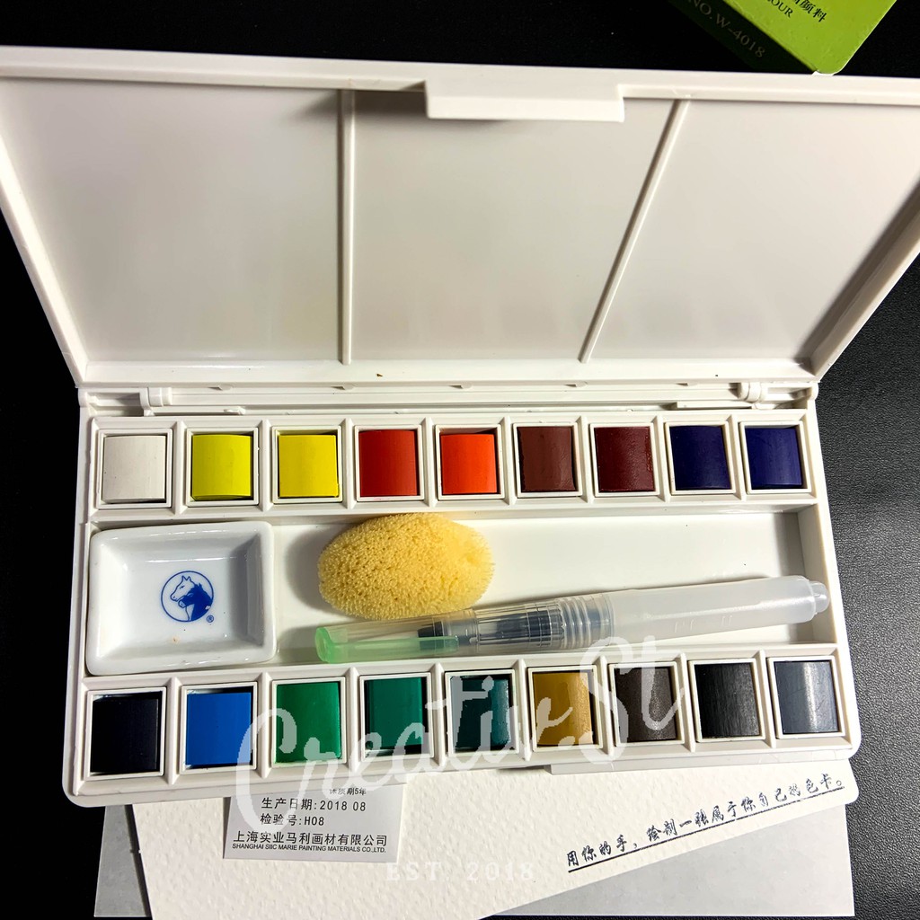 

MARIES Cat Air Padat Solid Watercolour Pocket Set 18 Colors Box Cake