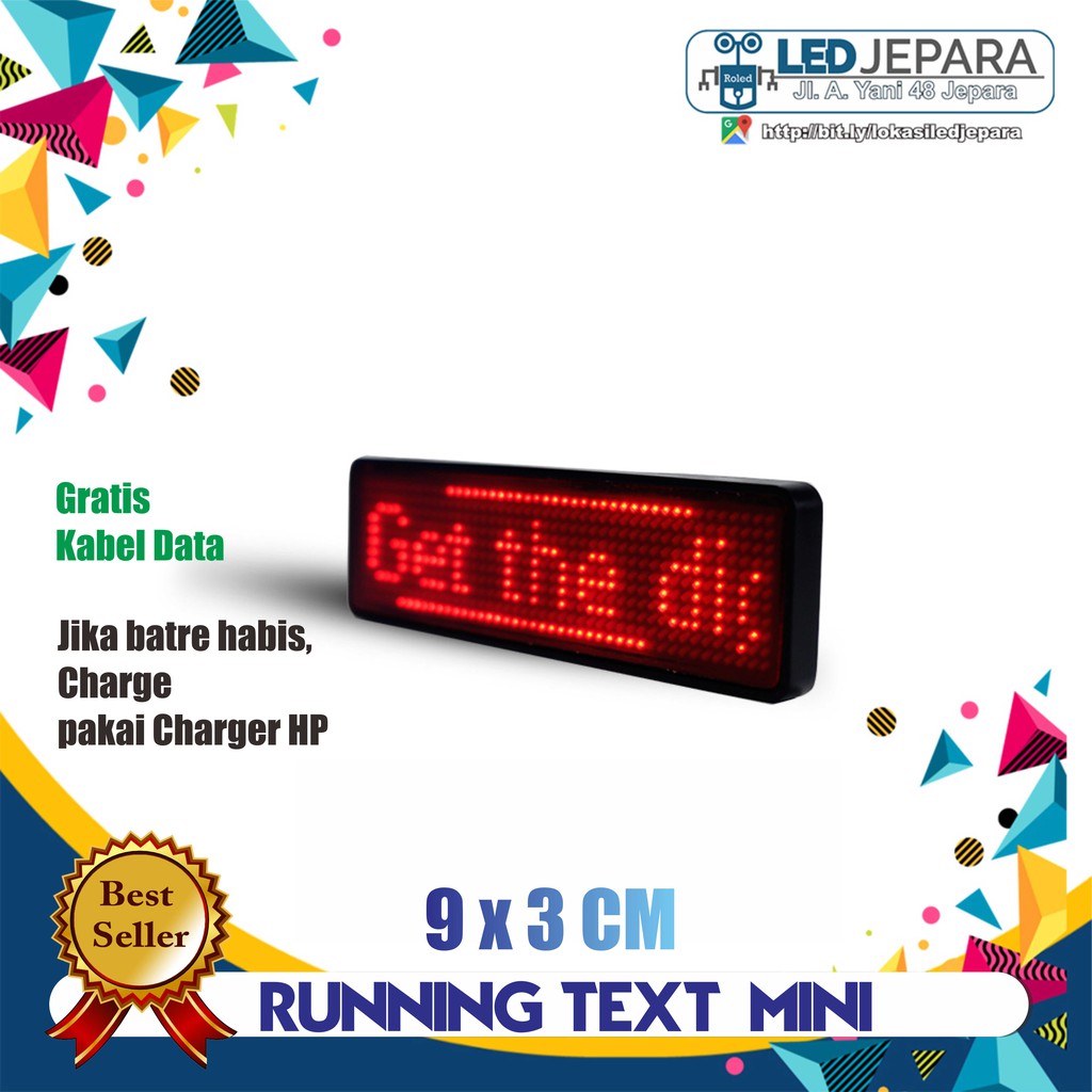 PAPAN NAMA LED RUNNING TEXT MINI TULISAN BERJALAN MINIATUR NAMETAG LED BADGE RUNNING TEXT MINIATUR