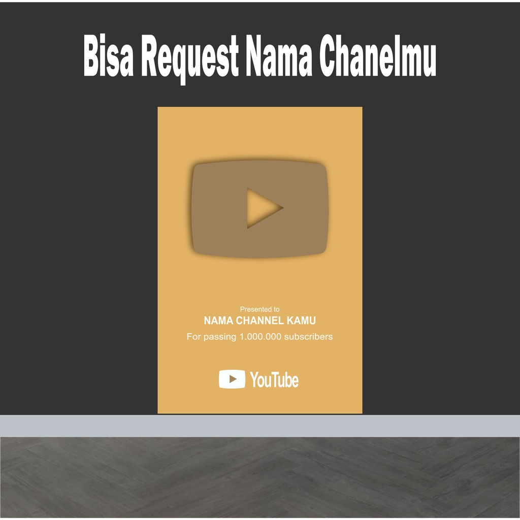 Youtube Play Button Gold Silver Replika Hiasan Dinding