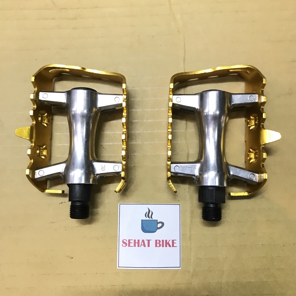 Pedal Sepeda As Besar Aluminum Relaxed Ano Gold Sepeda Gravel MTB Road Fixie Seli Alloy