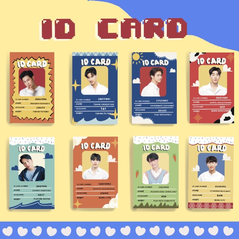 THAI ACTOR ID CARD PHOTOCARD BRIGHT WIN SINGTO KRIST NANON PAWAT CHIMON FRANK FIRST OFF GUN TAY NEW