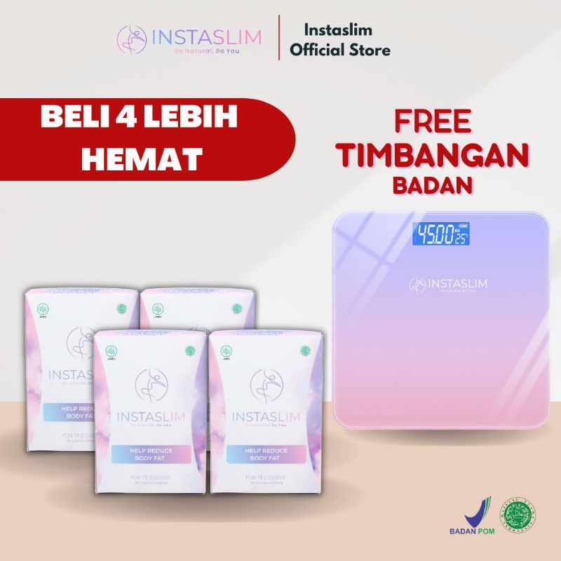 Special Package 4box INSTASLIM free Timbangan | Obat ampuh menurunkan BB 3-5 kg seminggu