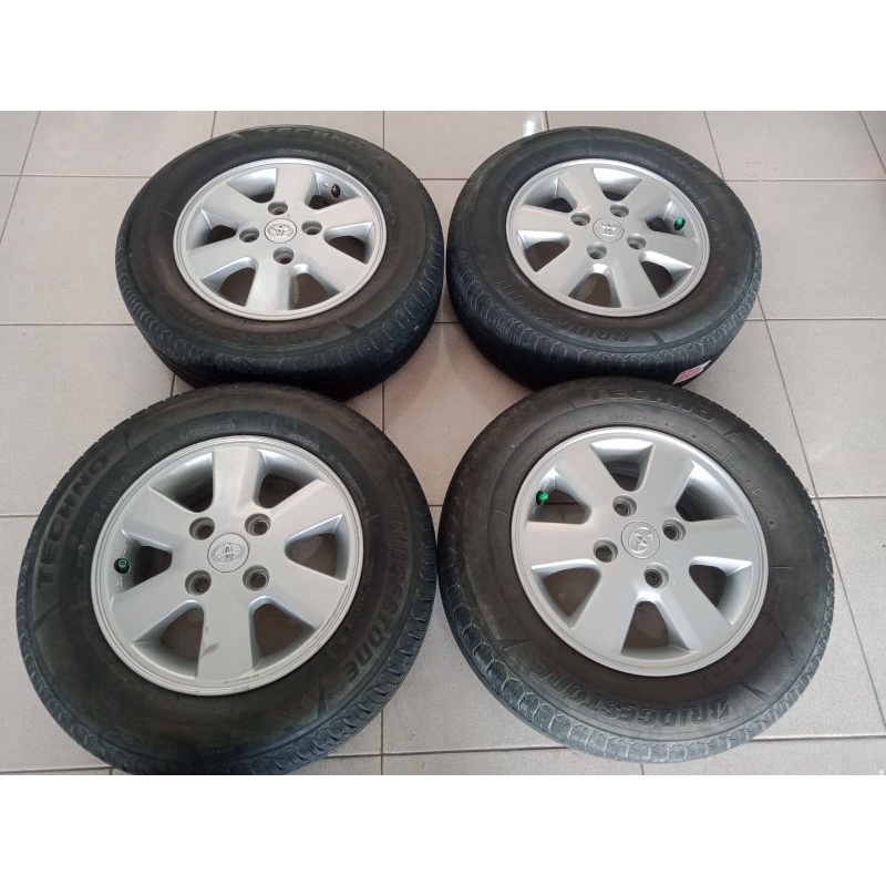 velg bekas mobil Avanza Ring 14 pcd 4x114 lebar 5 ET 50 ban Bridgestone 185 70 R14 Avanza Xenia Eval