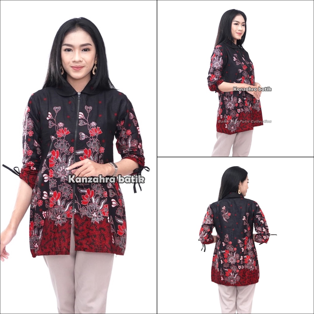 Atasan Batik Wanita Blouse Batik Model Lengan Terompet S-M-L-XL-XXL-3L-4L-5L