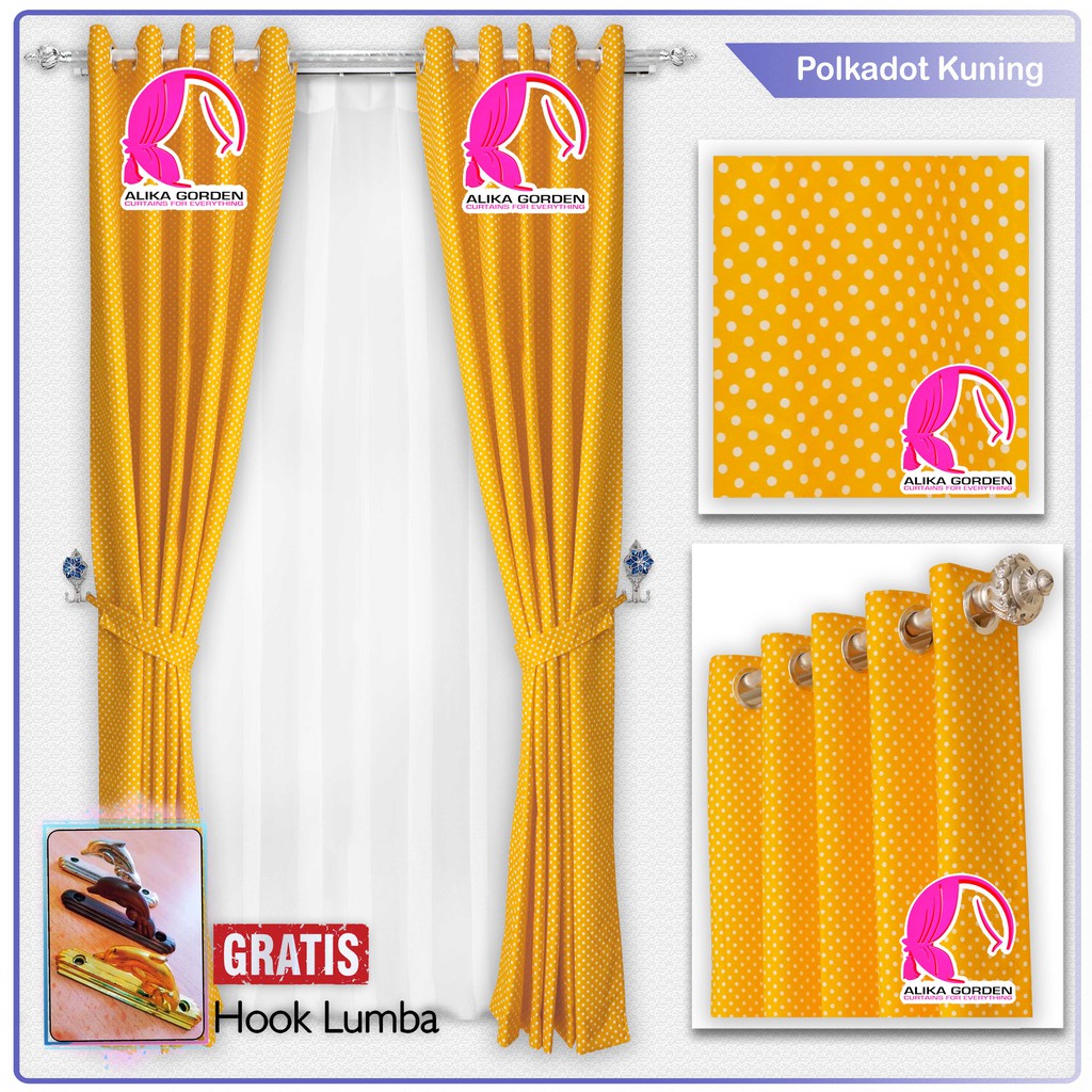 gorden jendela minimalis gorden katun murah hordeng pintu tirai jendela pendek motiv polkadot kotak