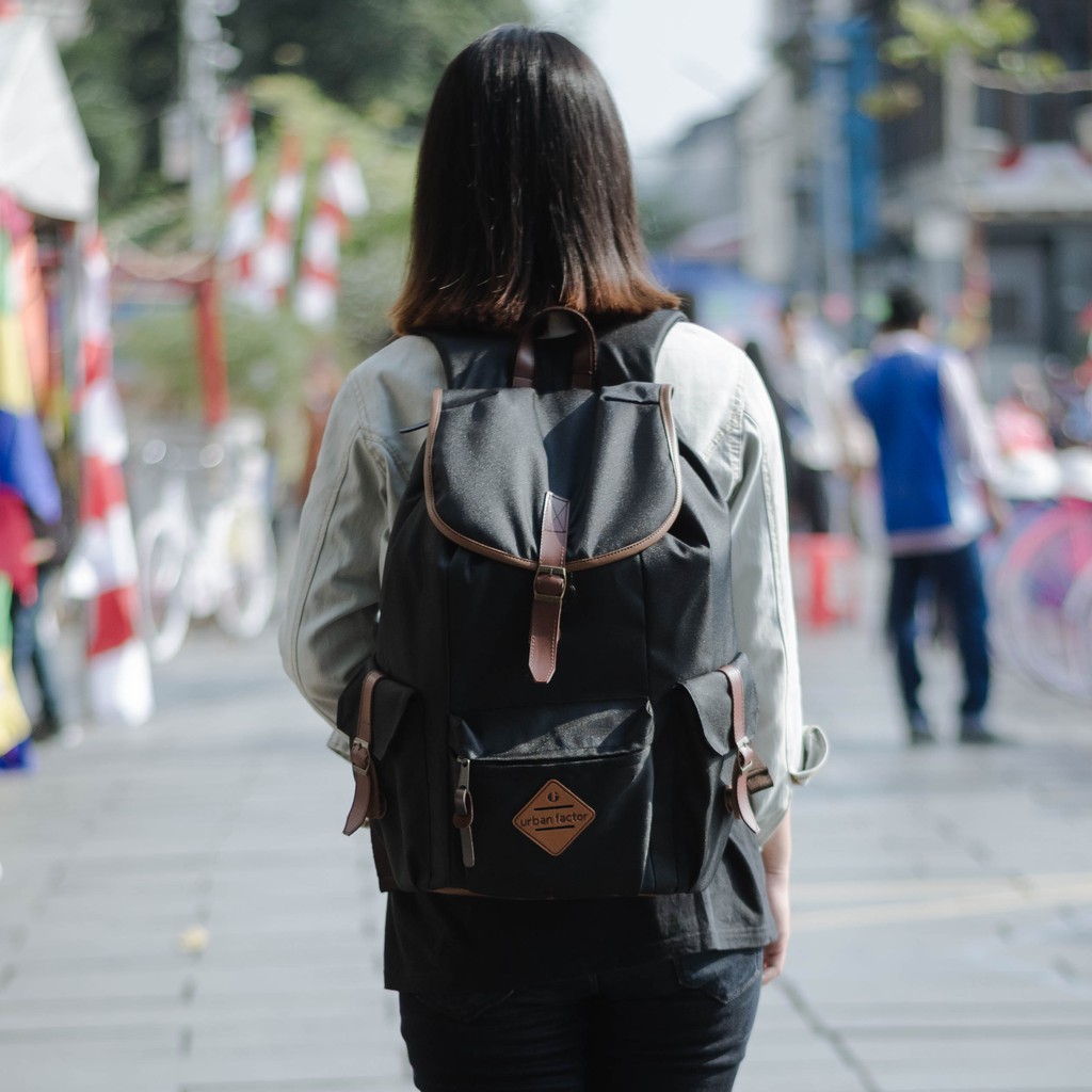 HOLIDAY BLACK |Urban Factor x FORIND| Tas Ransel Punggung Ori Bag Pria Wanita Backpack Baru Besar