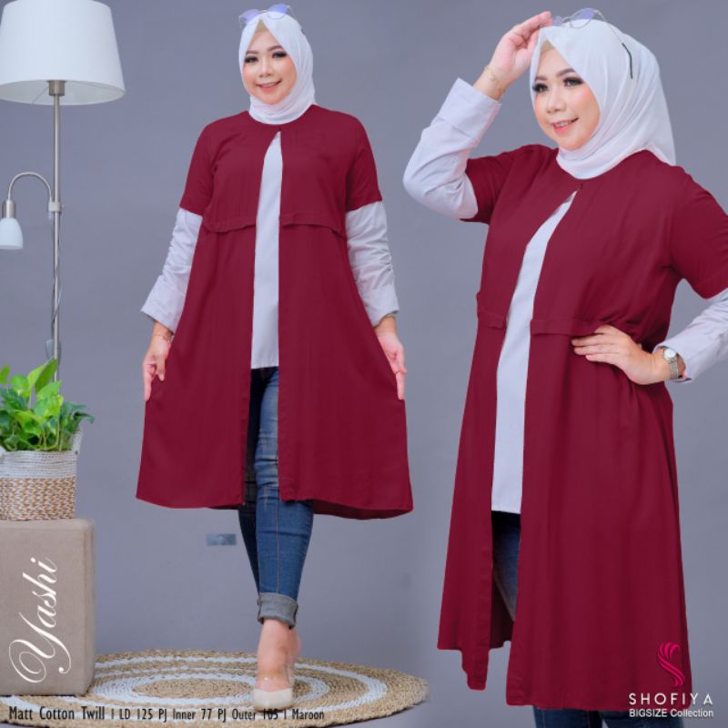 [Ori Shofiya] Yashi Tunik Katun Twill Inner Outer Nyatu Jumbo Bigsize LD 125