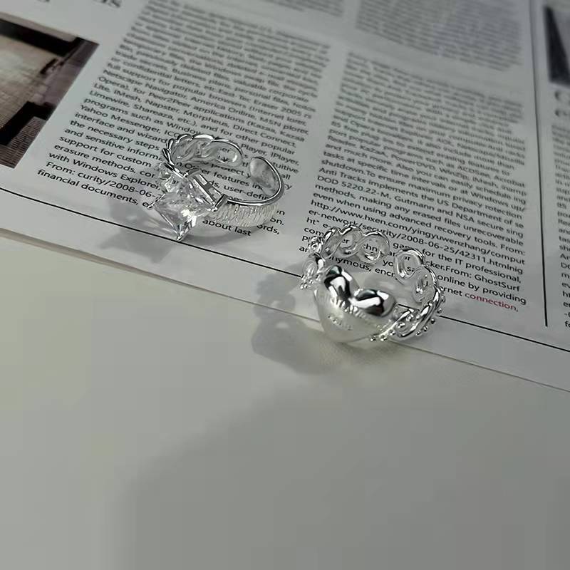 Cincin Berlian Gelombang Tidak Teratur Warna Silver Untuk Wanita