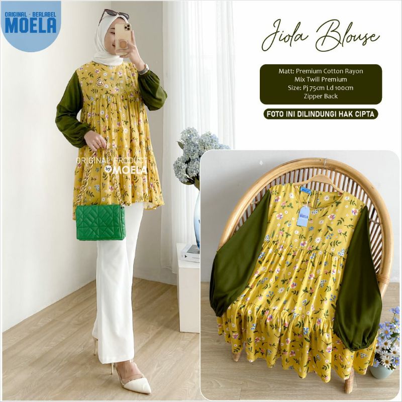 ELETA JIOLA KIKEN IMASI MIUTI NISLA OIRIS PIPRE BLOUSE BY MOELA BERLABEL | BAJU ATASAN BLOUSE WANITA JUMBO MOTIF BUNGA ABSTRAK CANTIK OOTD KEKINIAN TRENDY | LD 100-Jiola
