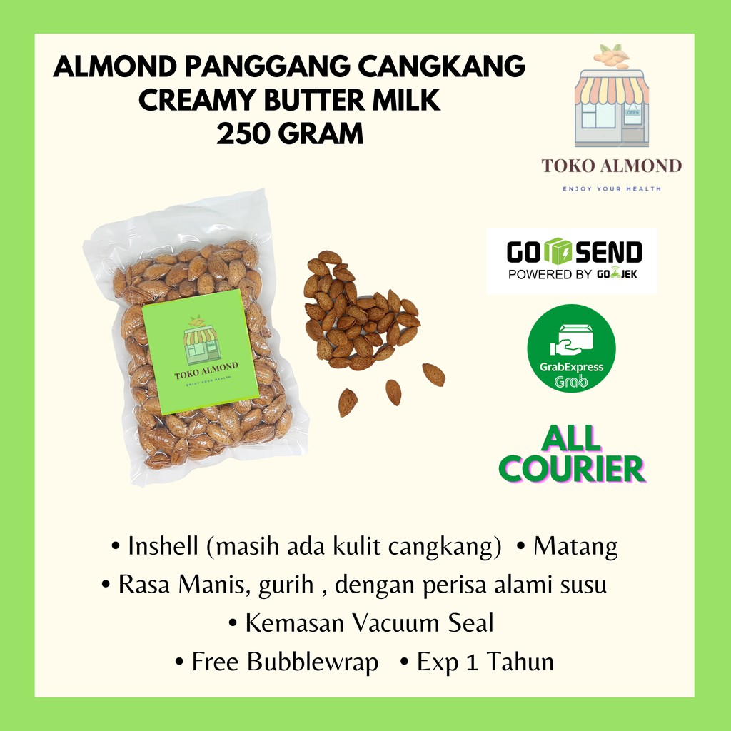 

Kacang Almond Panggang Cangkang Creamy Butter Milk 250gr