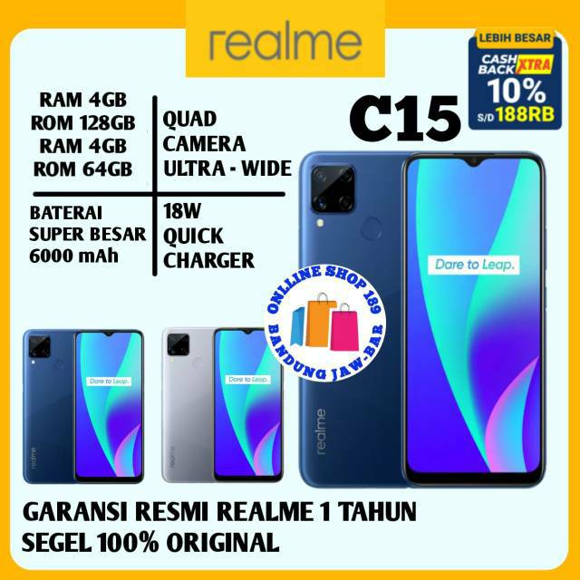 Realme C15 Ram 4 128gb 4 64gb Garansi Resmi Shopee Indonesia