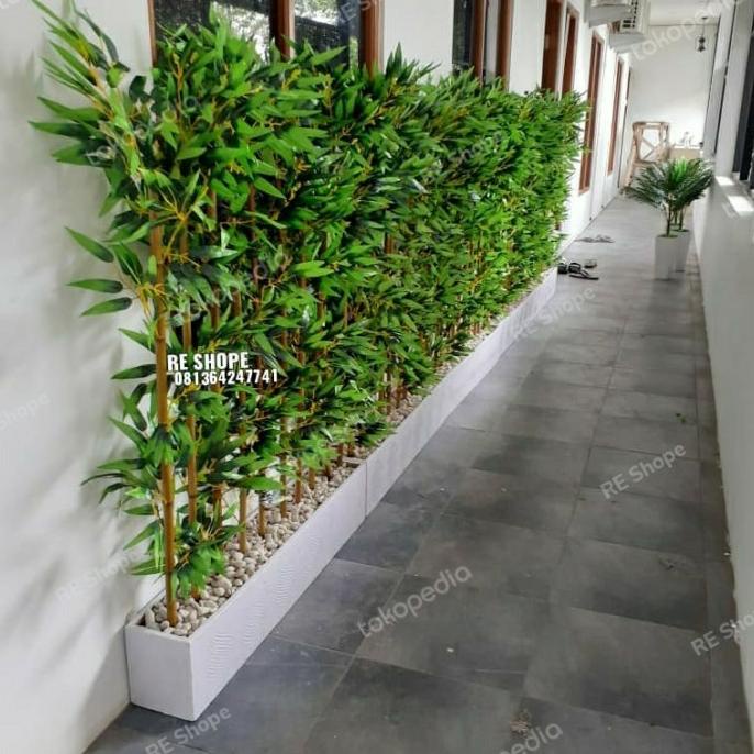 BUNGA PLASTIK ARTIFICIAL HIAS POHON PARTISI BAMBU RIMBUN DAUN