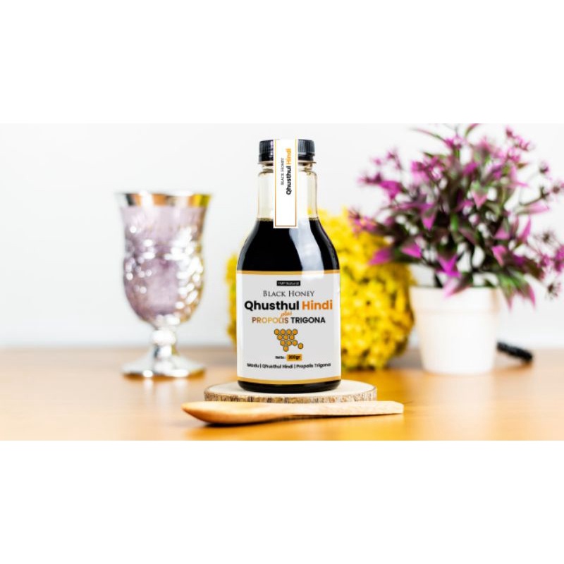 madu hitam/black honey plus qusthul hindi plus propolis trigona  " madu 3in1