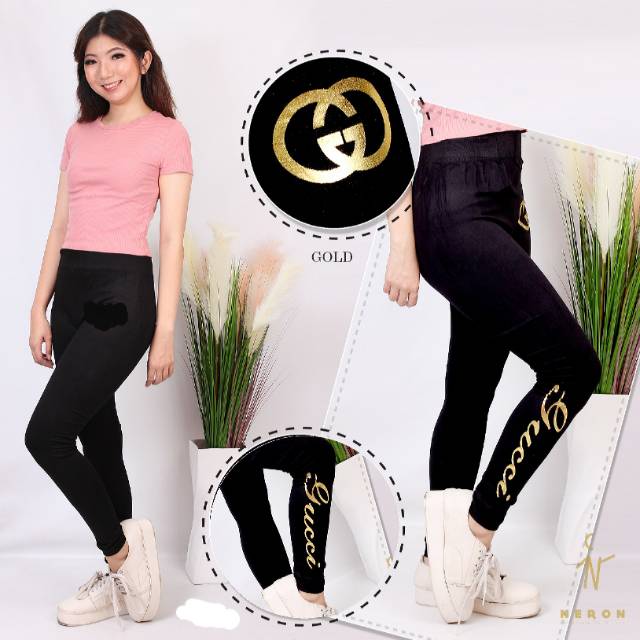 NEW LEGGING IMPORT MURAH GLITER GC KAKI