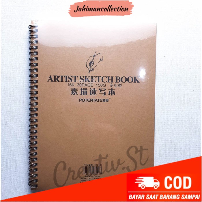 

✨ BISA COD ✨ POTENTATE Spiral Sketch Book 30 Sheets 260x190mm 150 GSM