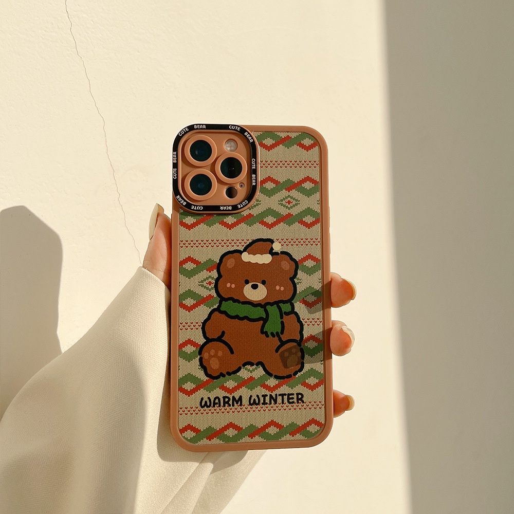 Soft Case Silikon Motif Kartun Beruang Natal Untuk Iphone 7 8 PLUS X XR XS 11 12 13 MINI PRO MAX SE 2020