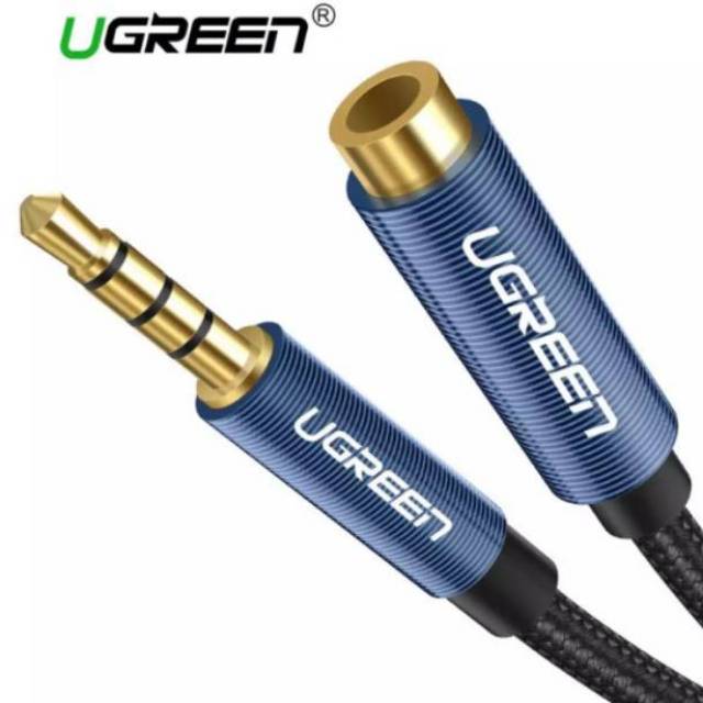 Ugreen Kabel Aux Nylon Extention 3.5mm Female to 3.5 mm Male TRRS Audio and Mic