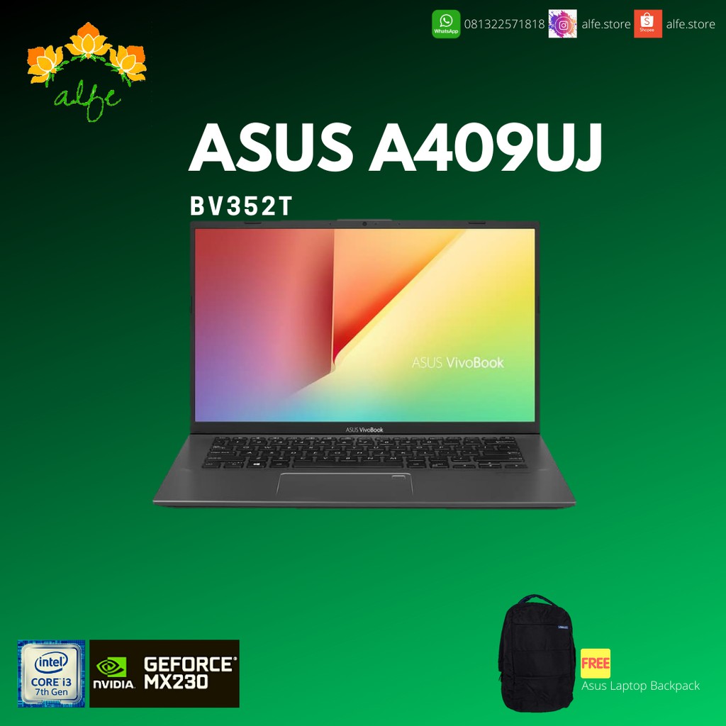 Laptop Asus A409UJ BV352T (GREY) - Intel i3-7020U | 4GB/8GB | 512GB SSD | Nvidia MX230 2GB | Win10