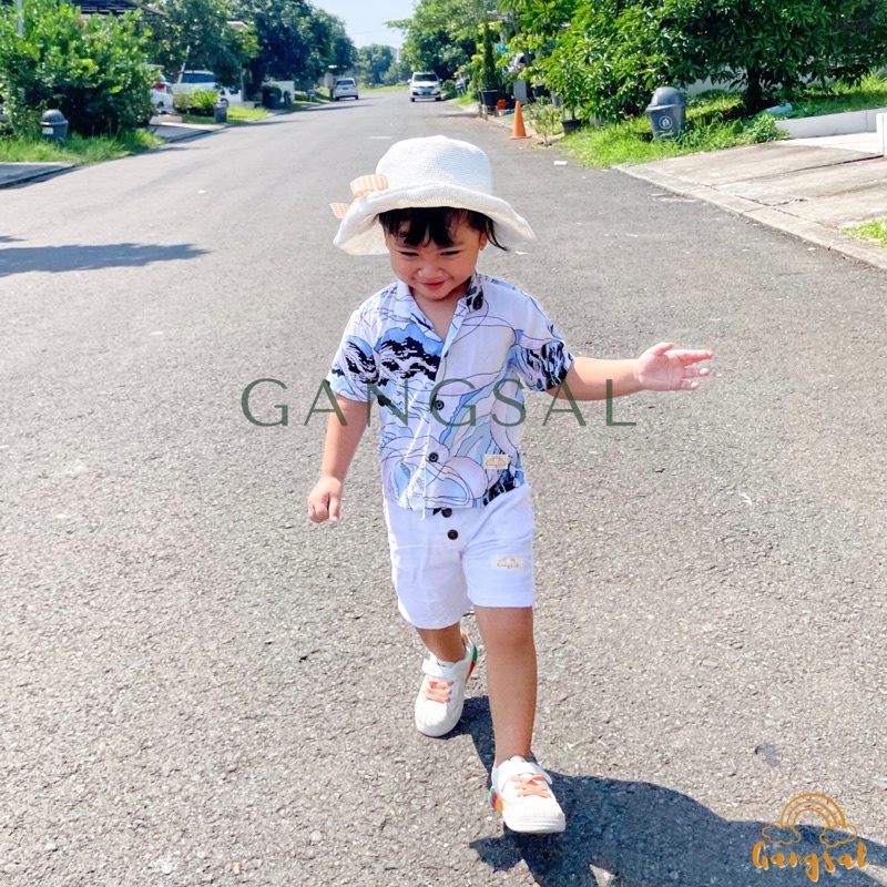 Gangsal Alit – celana pendek anak – celana pendek warna putih – celana anak katun linen