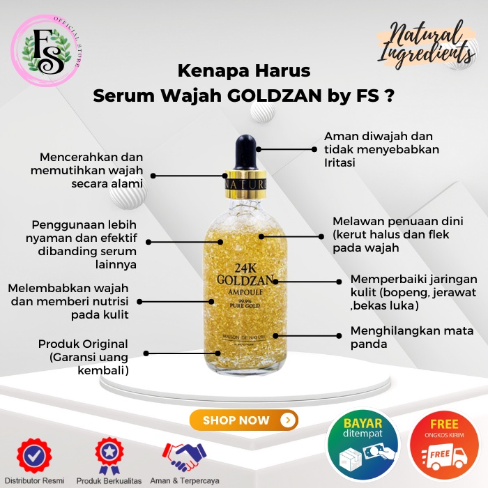 Serum Pemutih dan pencerah / mencerahkan wajah / muka Glowing goldzan 24k original , Murah - serum v