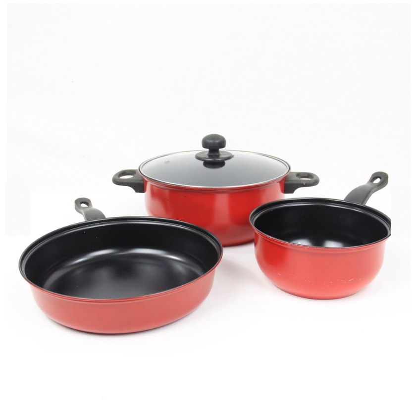 Panci Wajan Set Isi 3 Pcs SQRS / Panci Wajan Anti Lengket 1 Set