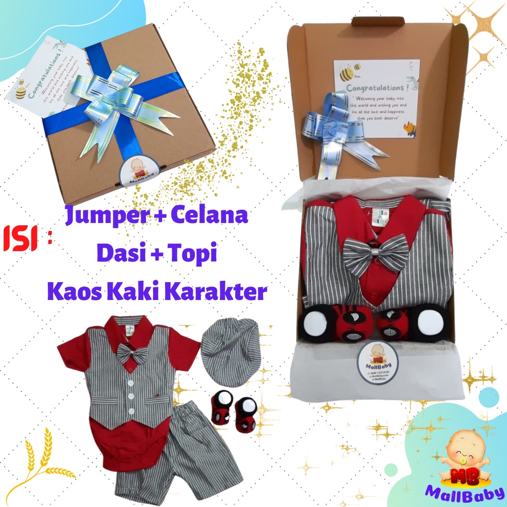 Hampers Bayi laki laki Boy Newborn Paket Baby Gift Parcel Bayi Cowok Murah Tuxedo Set