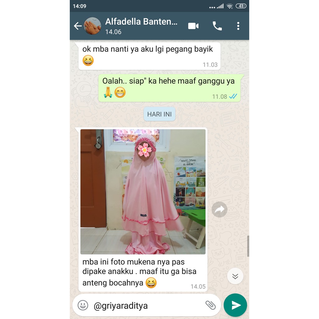 Mukena Mukenah Anak Perempuan   4 tahun Polos  Almira Spandek sutra S (2-5 th) Griyaraditya