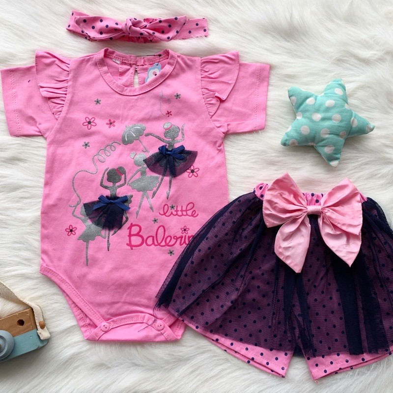 baju anak perempuan baru lahir newborn 0-12 bulan little ballerina tutu pants set