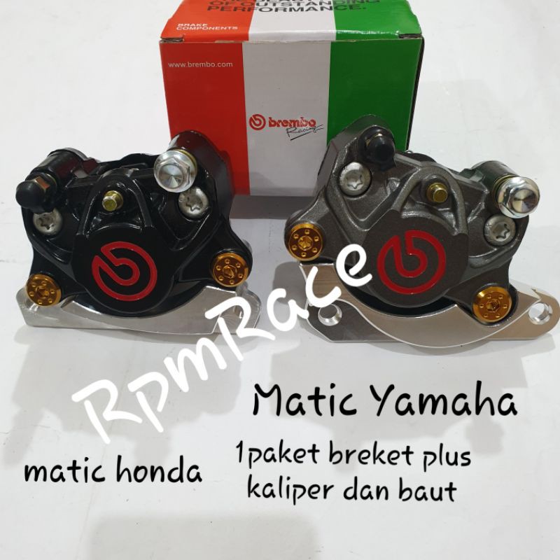 Paket Kaliper Big Logo Itali 2 p/ 2piston plus breket dan baut probolt 2 biji matic honda yamaha