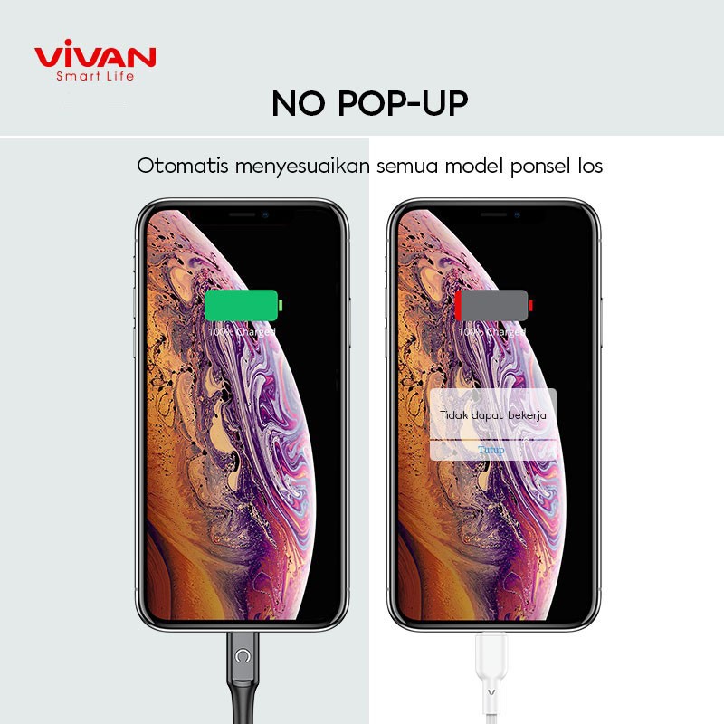 VIVAN KABEL LIGHTNING VZL100 - AUTO SMART POWER 100% ORIGINAL VIVAN