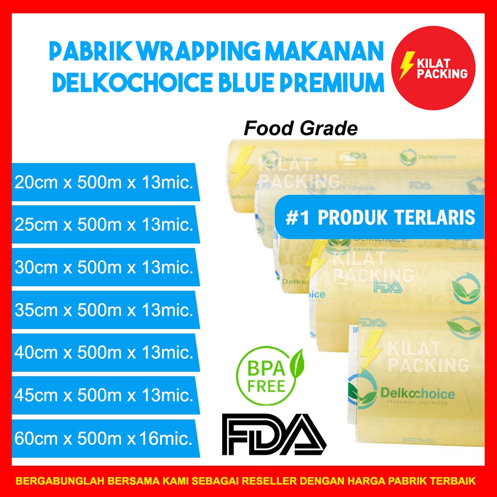 PLASTIK WRAPPING MAKANAN VARIAN BIRU PREMIUM / FOOD WRAPPING / CLING WRAP DELKOCHOICE SATUAN