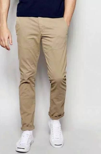 CELANA CHINO Panjang pria Slimfit KERJAHARIAN Santai Casual Formal Hitam Abu Cream Mocca Size 27-38