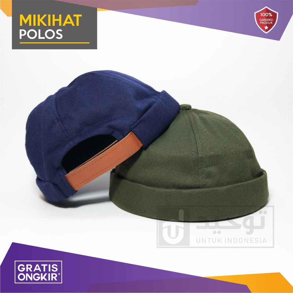 Peci Kopiah Miki Hat Mikihat Topi Gaul Beanie Cap Hijrah - Navy dan Hijau Polos