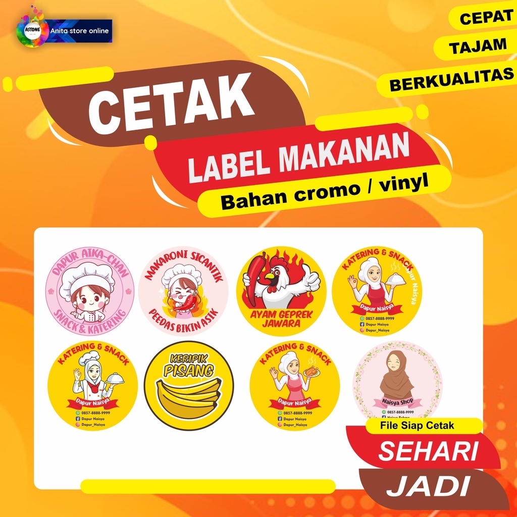 

ASTONE CETAK Sticker LABEL Makanan / A3 Stiker label