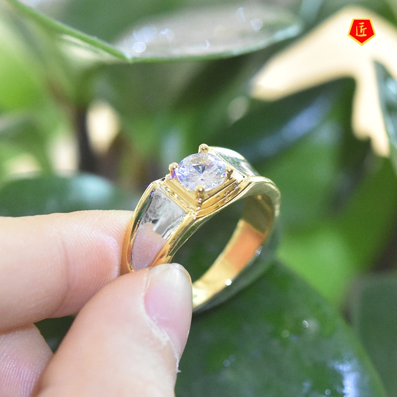 [Ready Stock]Fashion Simple 18K Gold Moissanite Ring