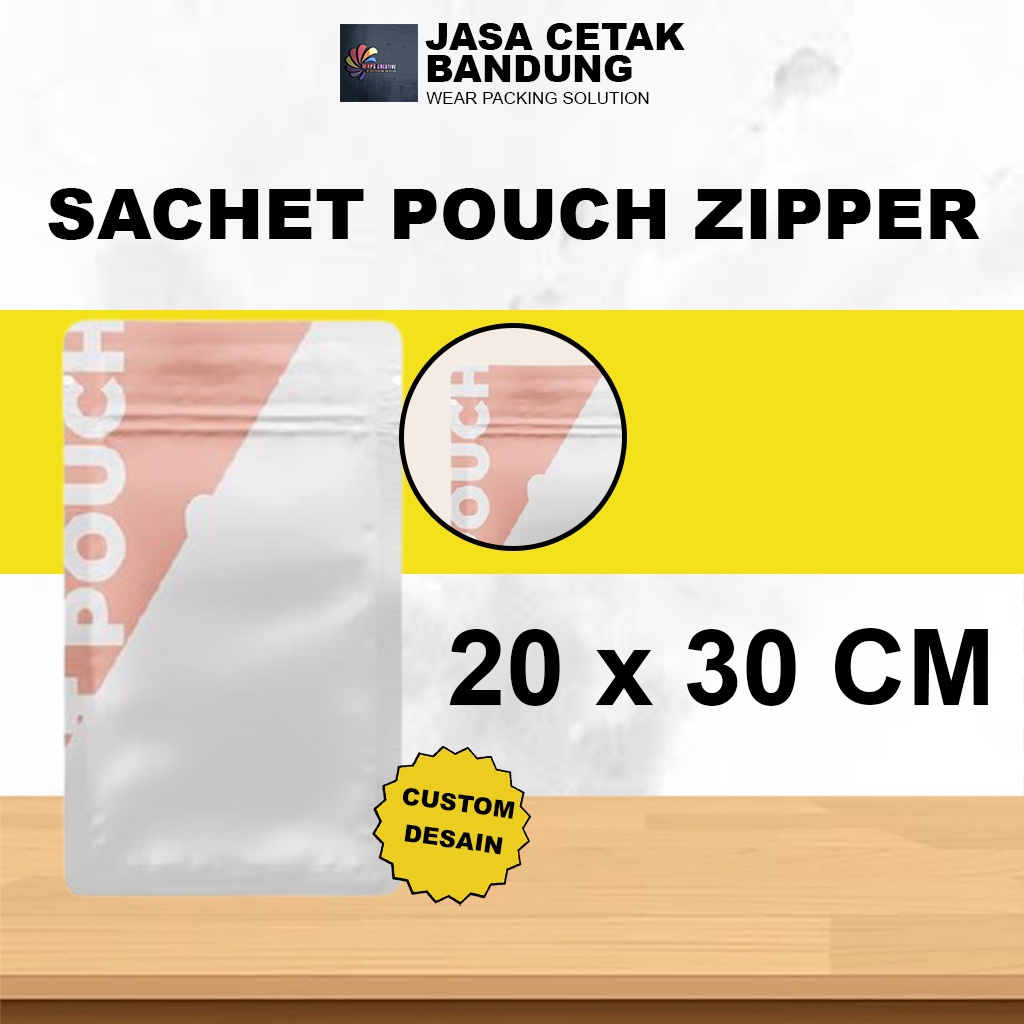 

KEMASAN CUSTOM SACHET + ZIPPER UKURAN 20X30