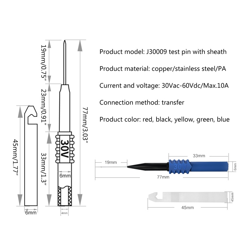 Btsg Isolasi Piercing Jarum Non destructive Pin Test Probes 4mm Banana Socket Mobil