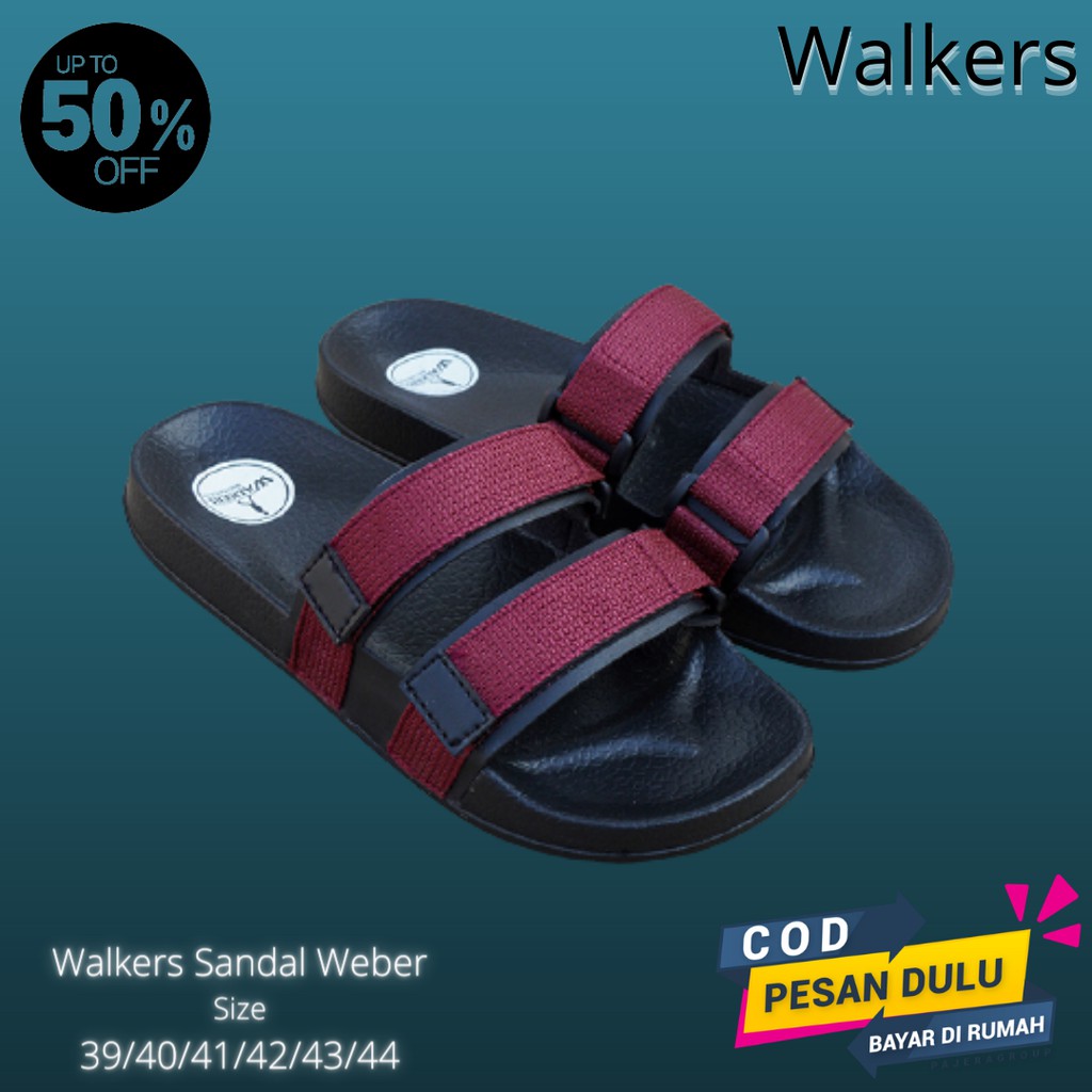 BIG PROMO Sandal Casual Pria Selop Murah Sendal Slide Walkers Weber Maroon Kasual Santai Cowok