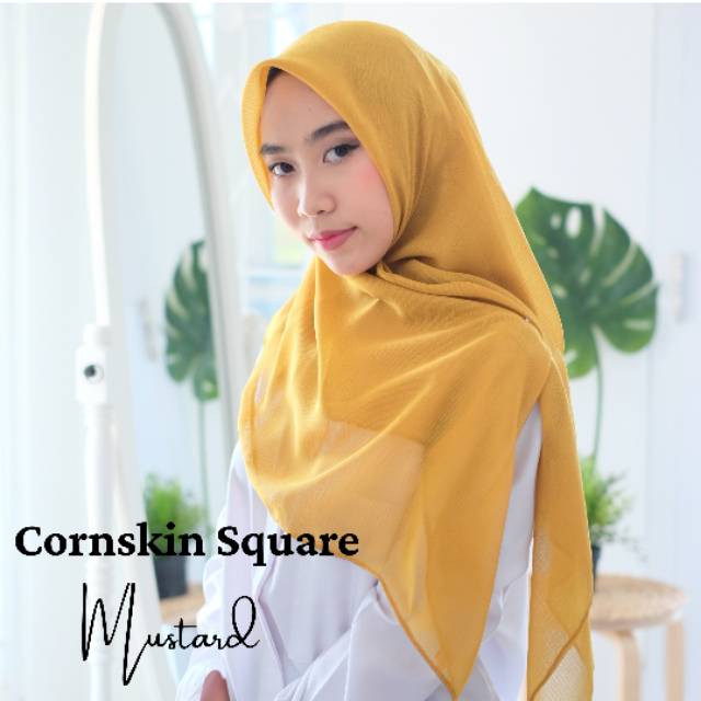 [JAHIT TEPI] HIJAB CORNSKIN SEGIEMPAT / CORN SKIN SQUARE / JILBAB CORNSKIN