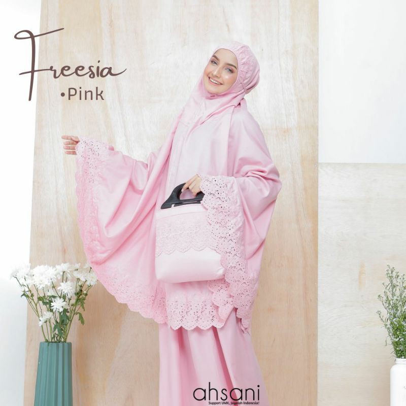 mukena dewasa katun premium renda bordir freesia by ahsani