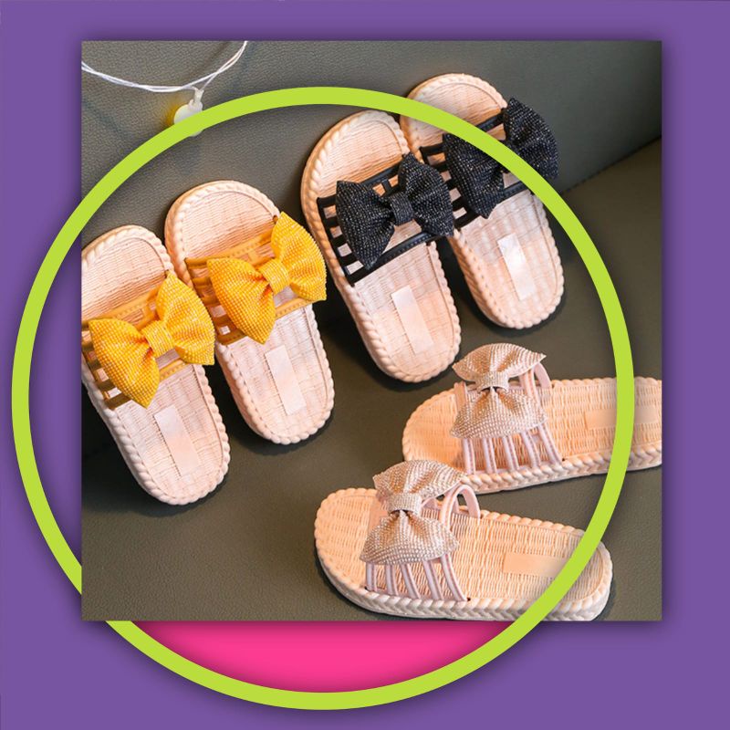 Sandal Slop Karet Anak Wanita Pita Import RF